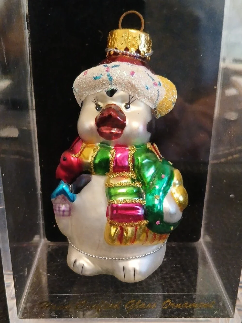 Target Multicolor Glass Penquin Ornament with Christmas Hat Vintage 2004